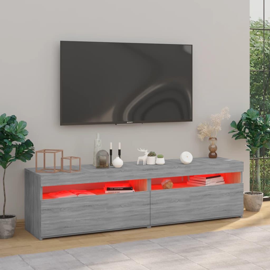 Fernsehschrank mit LEDs LEDs 2 UDS Sonoma Gray 75x35x40 cm