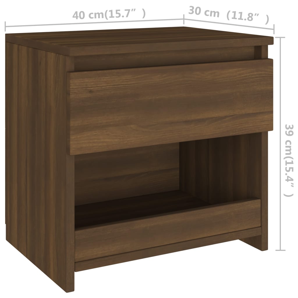 Mesita noche 2 uds madera roble marrón 40x30x39cm - Vetonek