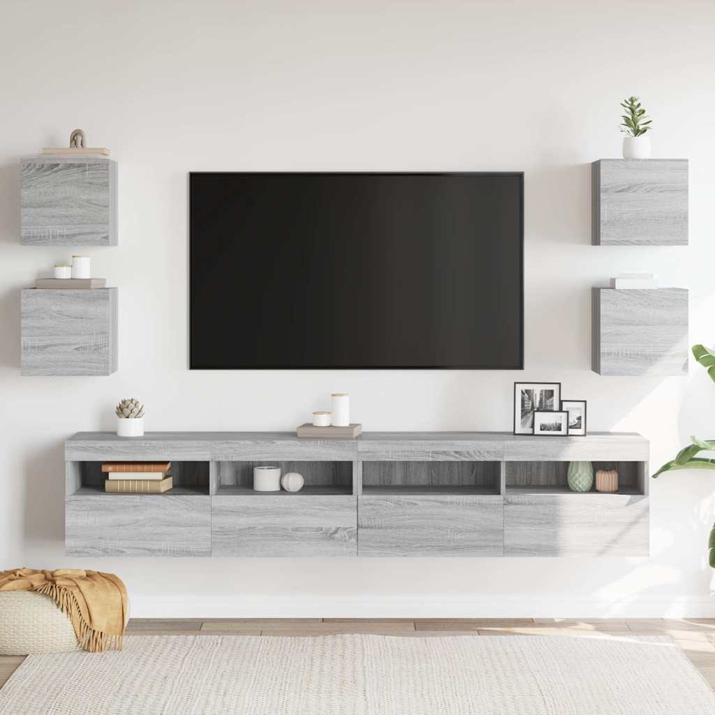 Muebles para TV de pared 4 uds gris Sonoma 30,5x30x30 cm