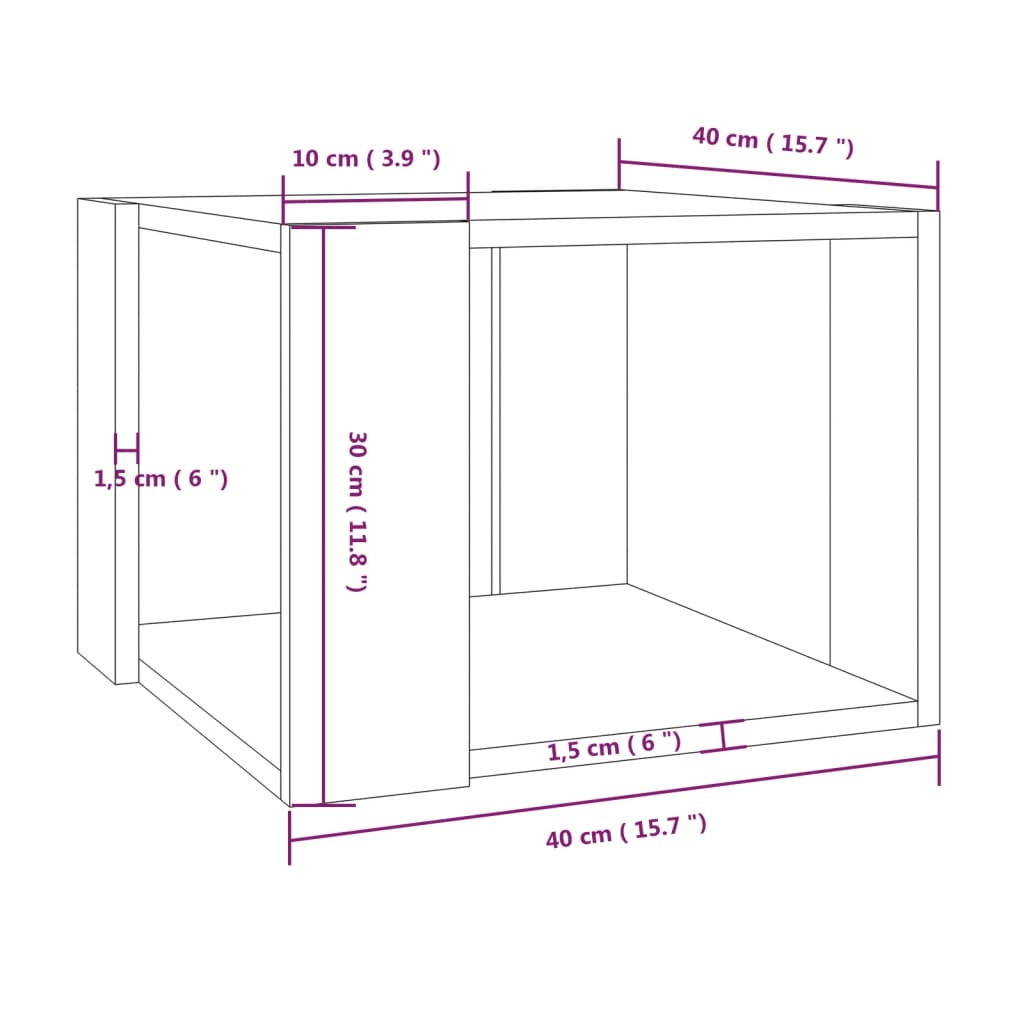 Mesa de centro madera gris Sonoma 40x40x30 cm vidaXL