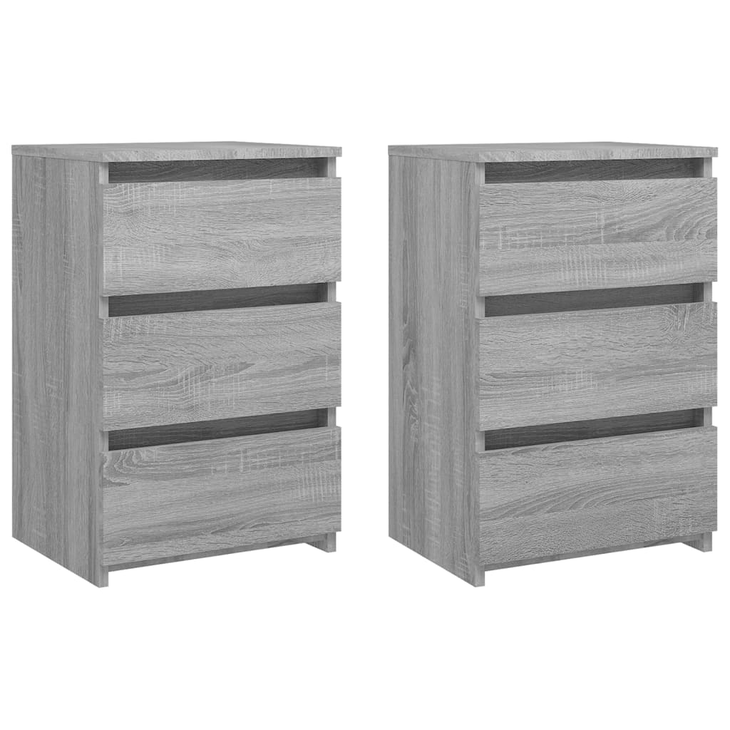 Mesitas de noche 2 uds contrachapado gris Sonoma 40x35x62,5 cm - Vetonek