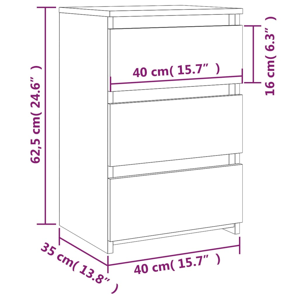 Mesitas de noche 2 uds contrachapado gris Sonoma 40x35x62,5 cm - Vetonek