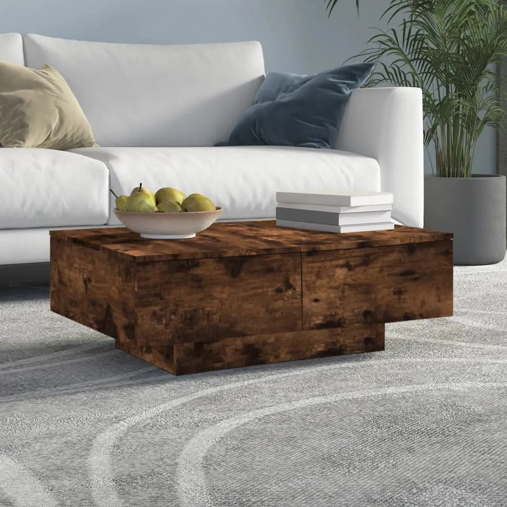 Vetonek Mesa de centro madera contrachapada roble ahumado 90x60x31 cm