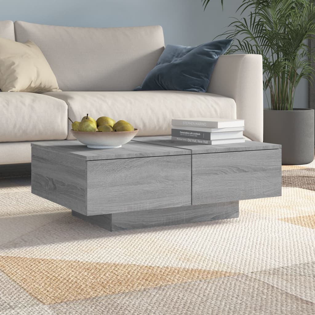 Vetonek Mesa de centro madera contrachapada gris Sonoma 90x60x31 cm