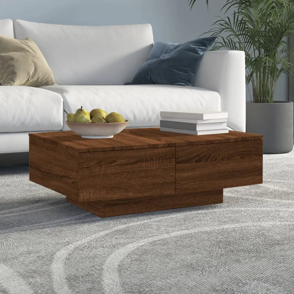 Vetonek Mesa de centro madera contrachapada roble marrón 90x60x31 cm