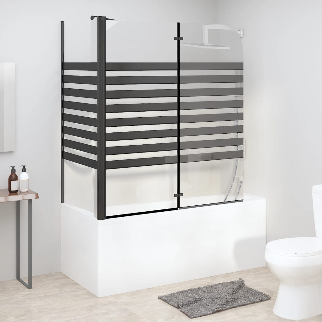 Vetonek Mampara de baño a rayas vidrio templado 120x68x130 cm