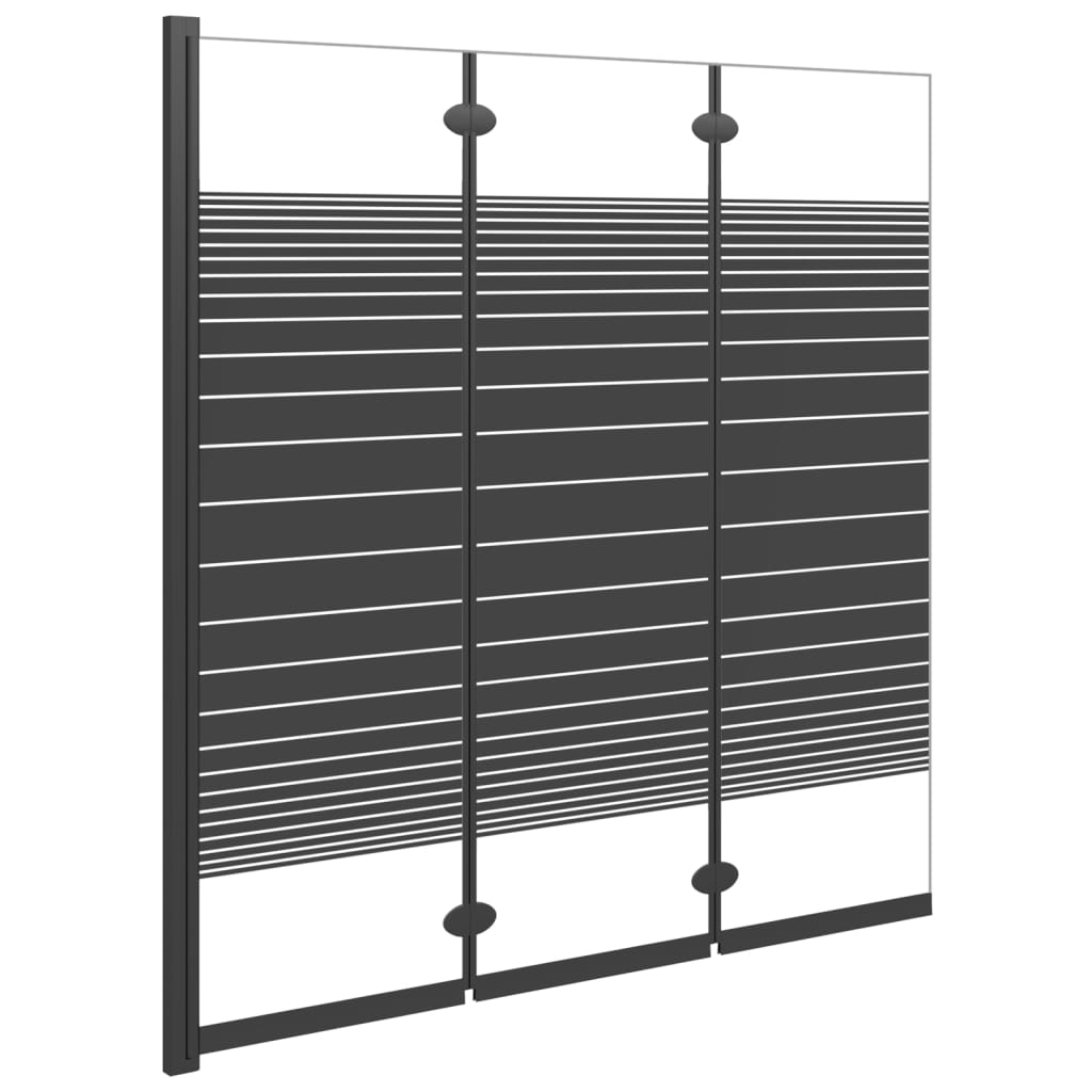 Mampara de ducha plegable de 3 paneles ESG negro 130x130 cm vidaXL