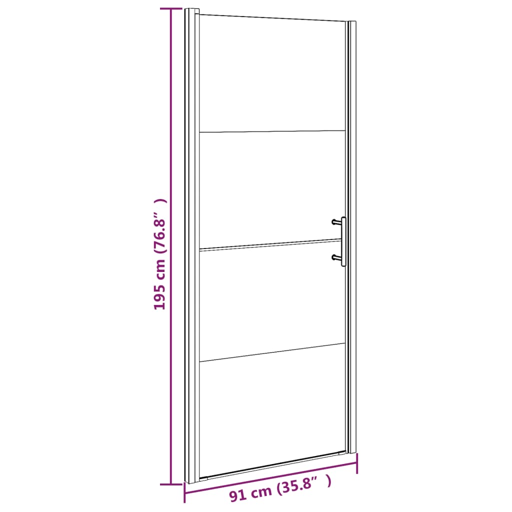 Puerta de ducha vidrio semiesmerilado negro 91x195 cm vidaXL