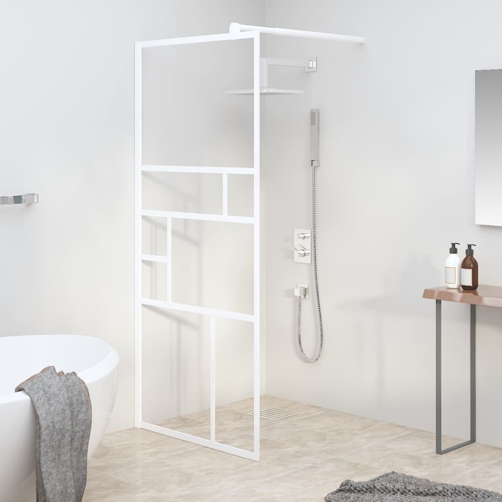 Vetonek Mampara de ducha accesible vidrio ESG blanco 80x195 cm