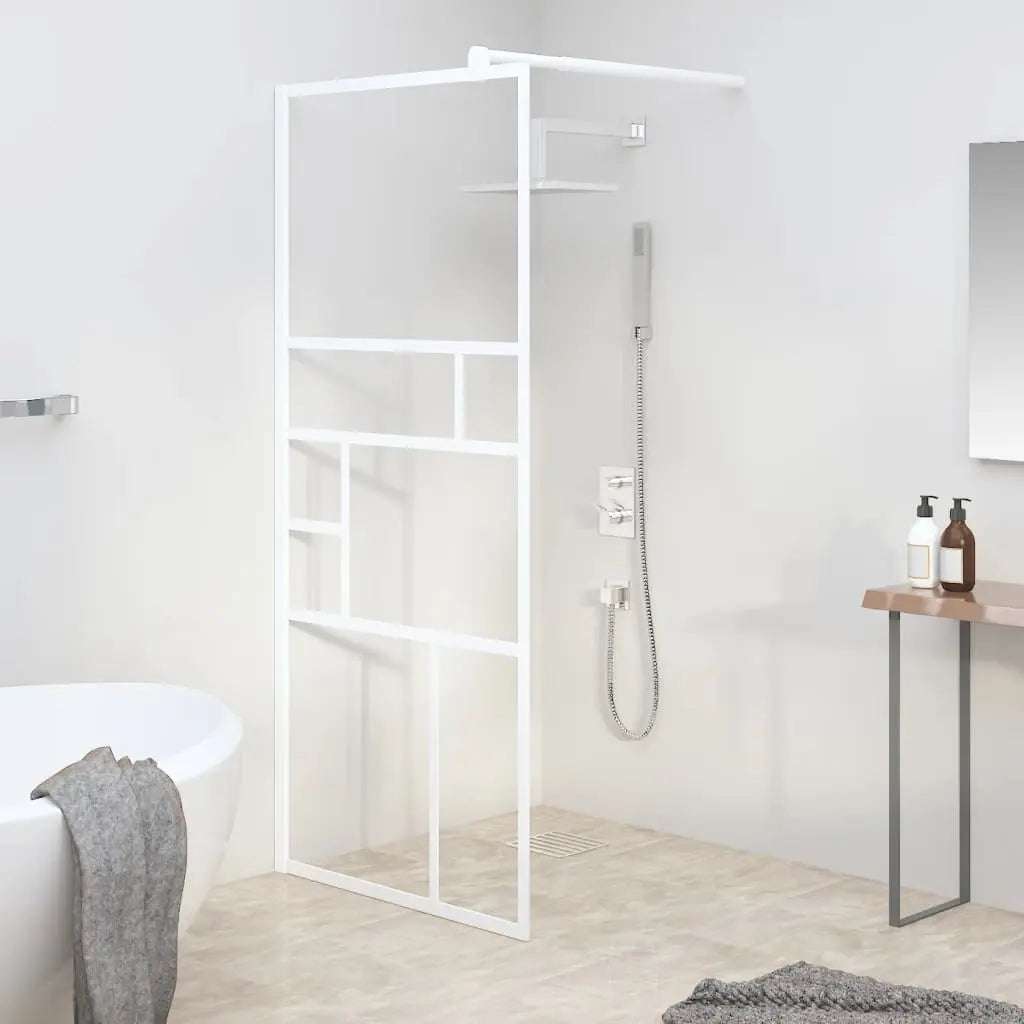 Vetonek Mampara de ducha accesible vidrio ESG blanco 90x195 cm