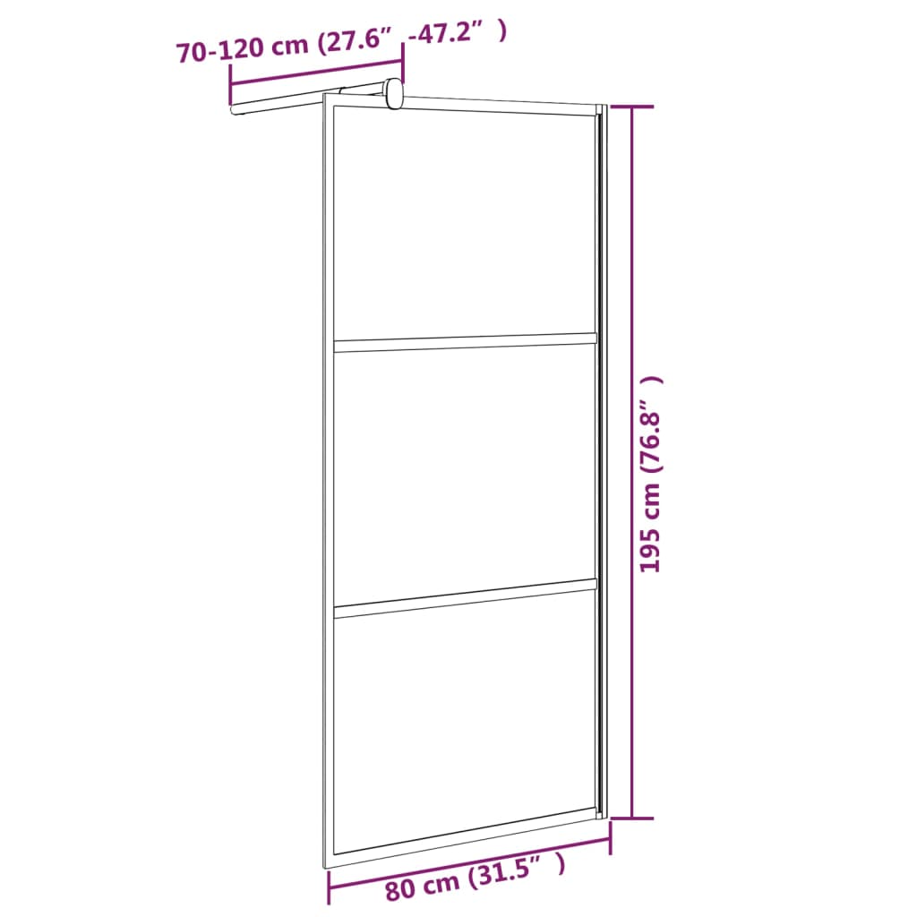 Mampara de ducha accesible vidrio ESG esmerilado negro 80x195cm