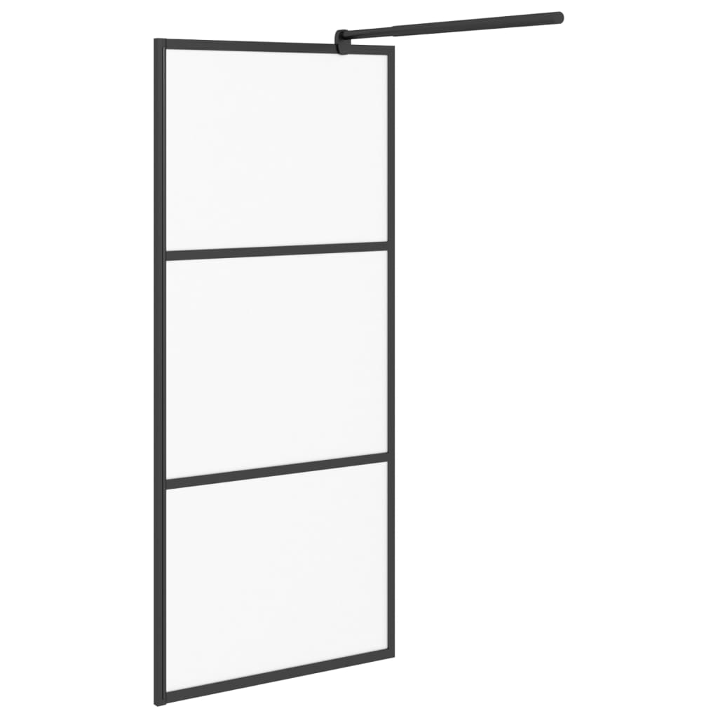 Mampara de ducha accesible vidrio ESG esmerilado negro 90x195cm vidaXL