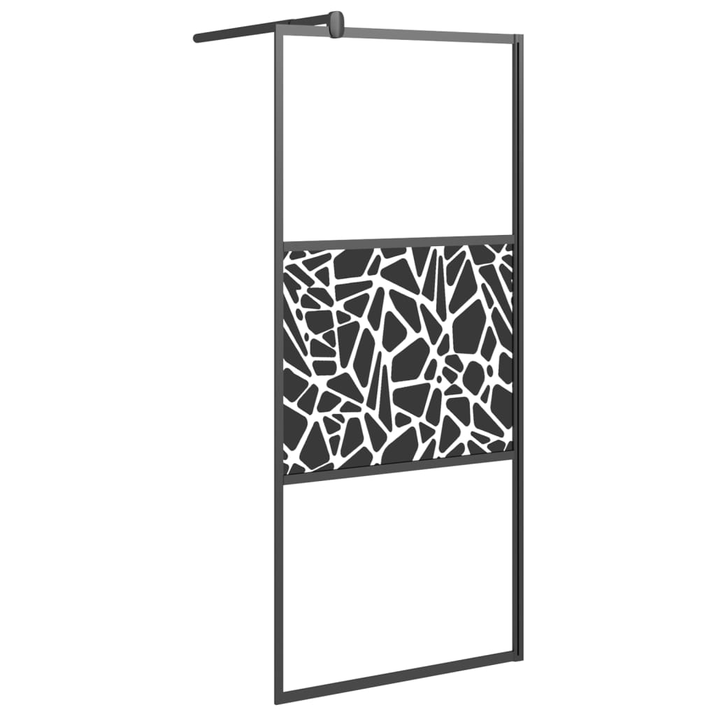 Mampara ducha vidrio esmerilado diseño piedras negro 90x195 cm vidaXL