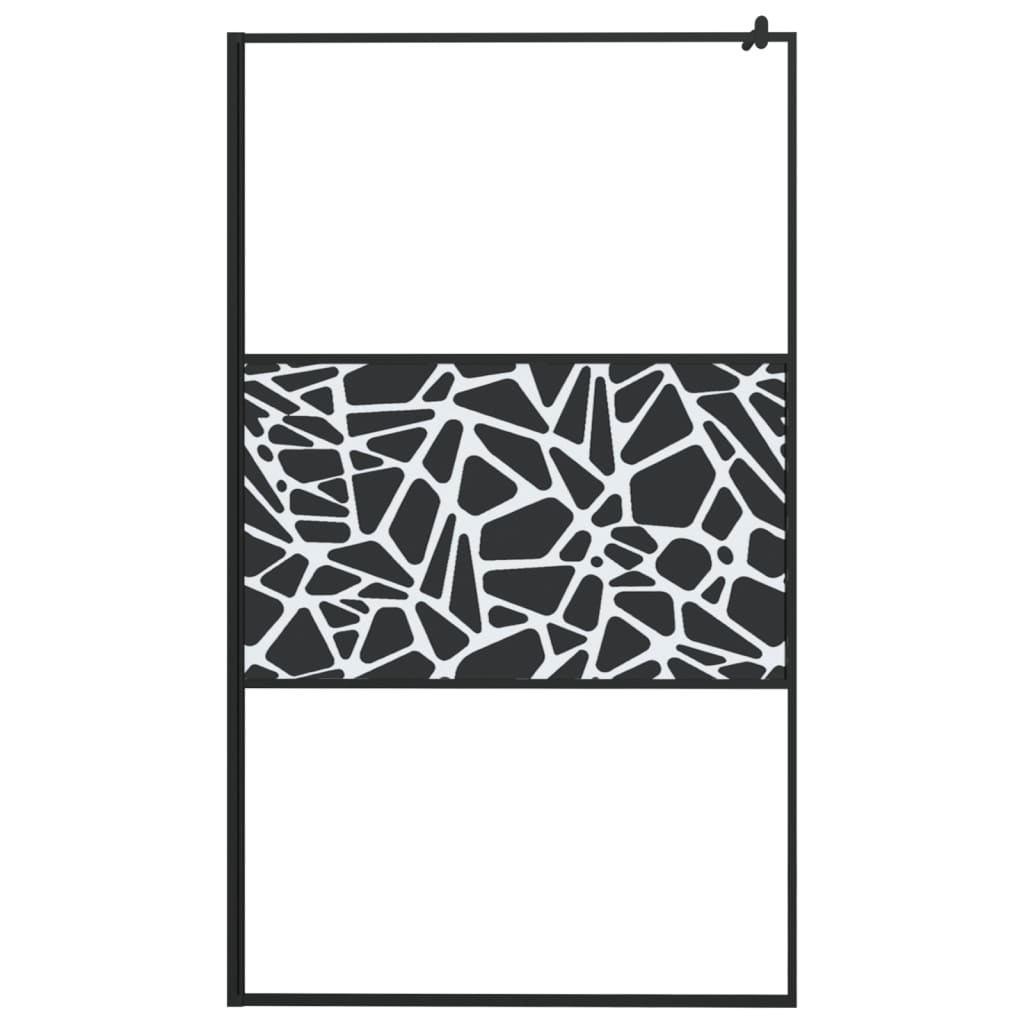 Mampara ducha vidrio esmerilado diseño piedras negro 115x195 cm vidaXL