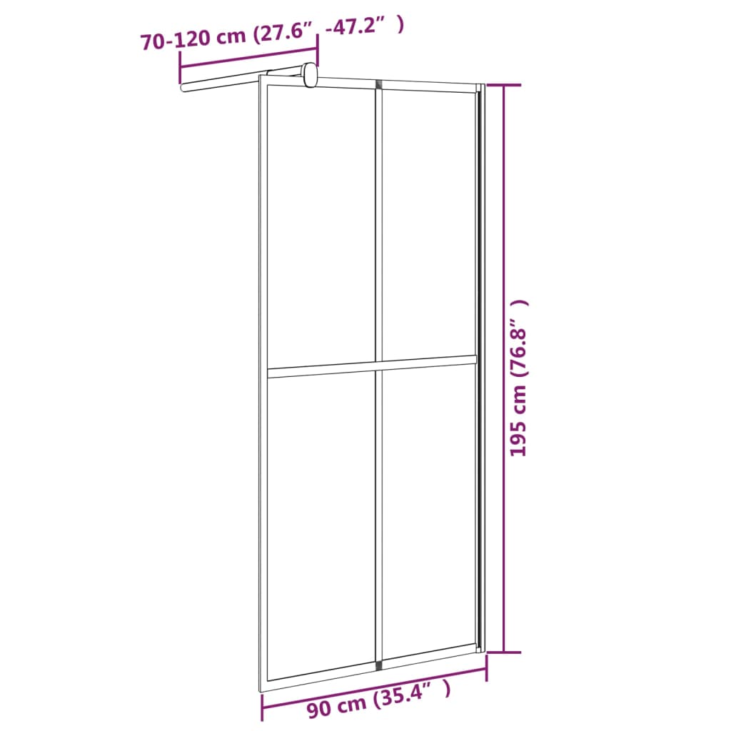 Mampara de ducha accesible vidrio templado oscuro 90x195 cm vidaXL