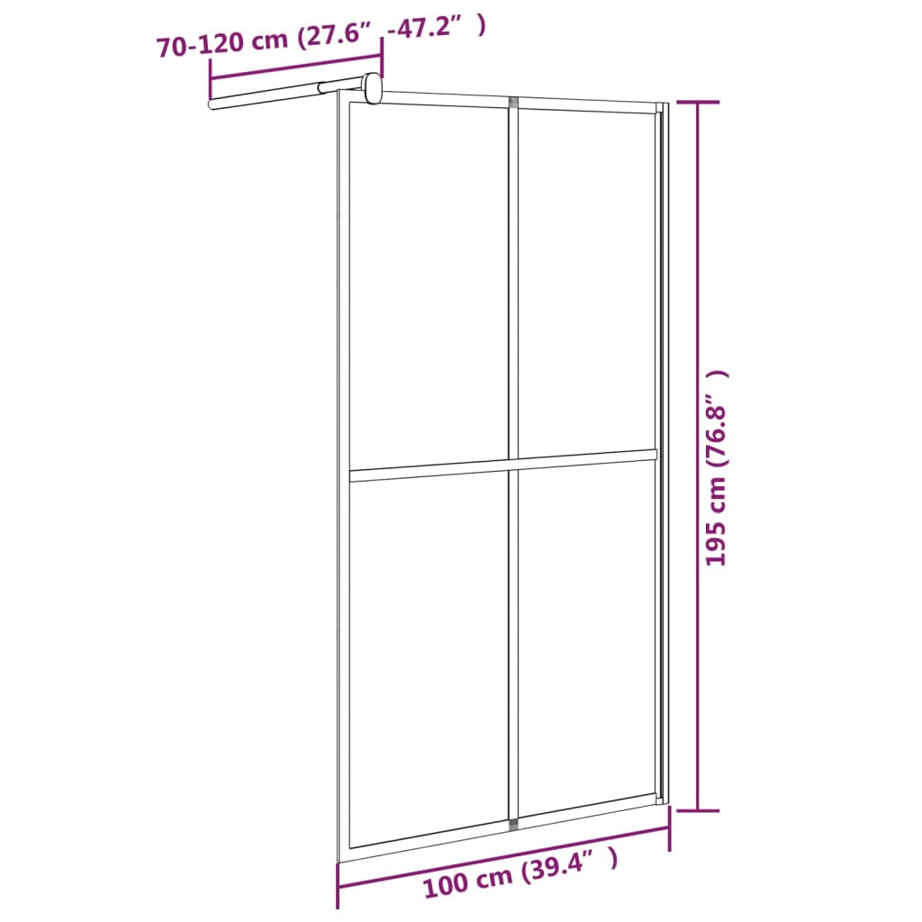 Mampara de ducha accesible vidrio templado oscuro 100x195 cm vidaXL