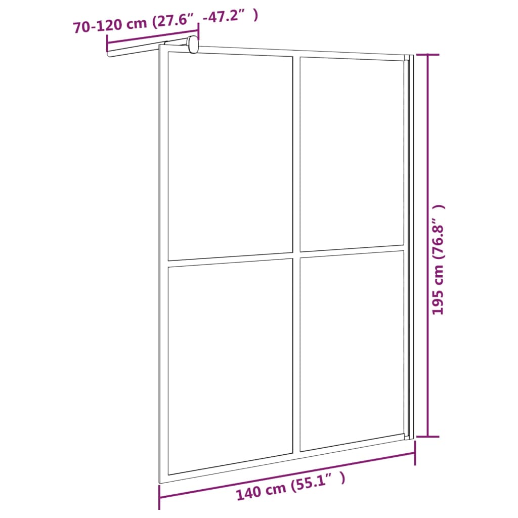 Pantalla de dutxa accessible vidre temperat fosc 140x195 cm