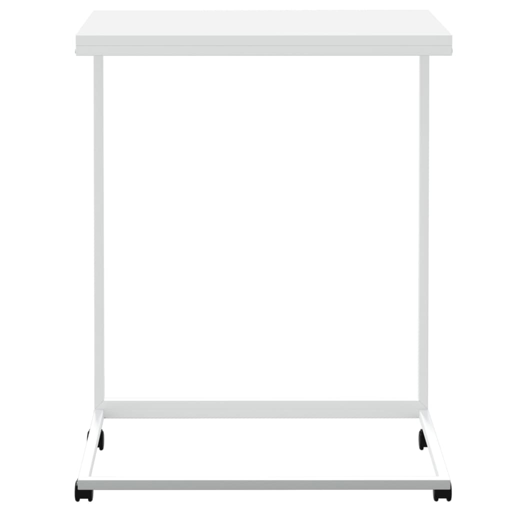 Auxiliary table with white plywood wheels 55x35x70 cm