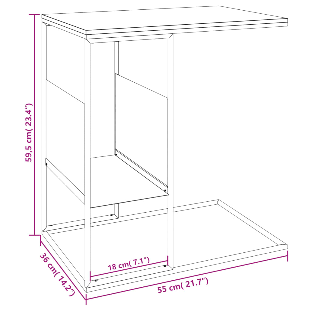 Mesa auxiliar de madera negro 55x36x59,5 cm