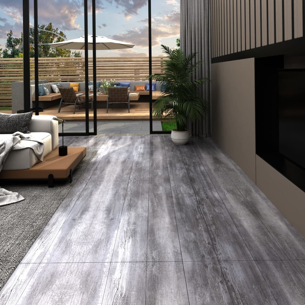 Vetonek Lamas suelo de PVC autoadhesivas madera gris mate 2,51 m² 2 mm