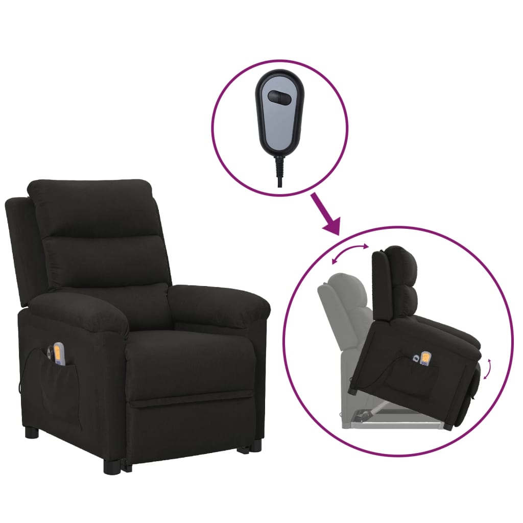 Vetonek Sillón de masaje elevable tela negro