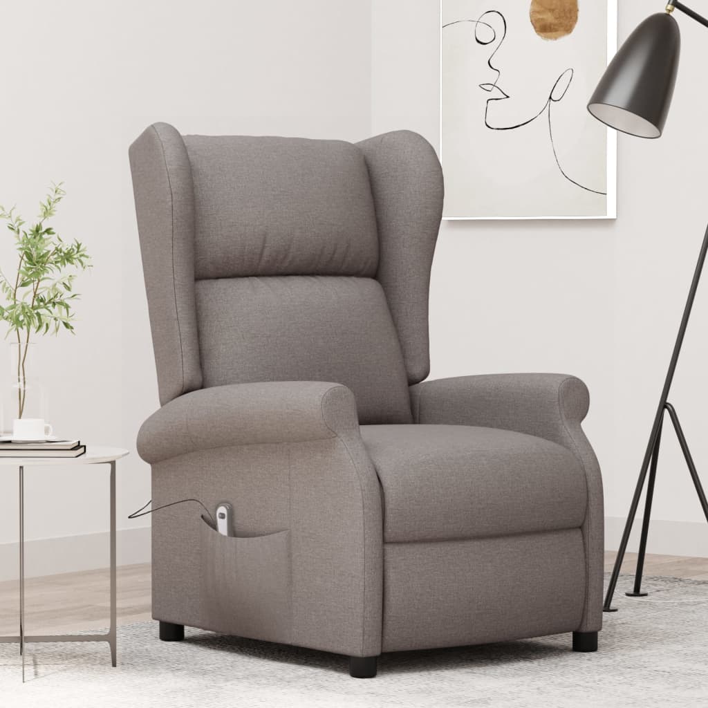 Vetonek Sillón orejero reclinable eléctrico tela taupe