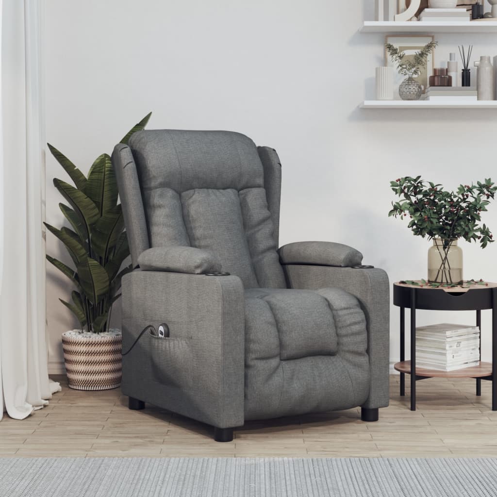 Vetonek Sillón reclinable eléctrico de tela gris oscuro