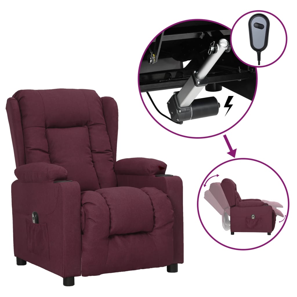 Vetonek Sillón reclinable eléctrico tela color morado