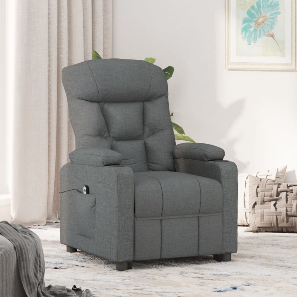 Vetonek Sillón reclinable eléctrico de tela gris oscuro