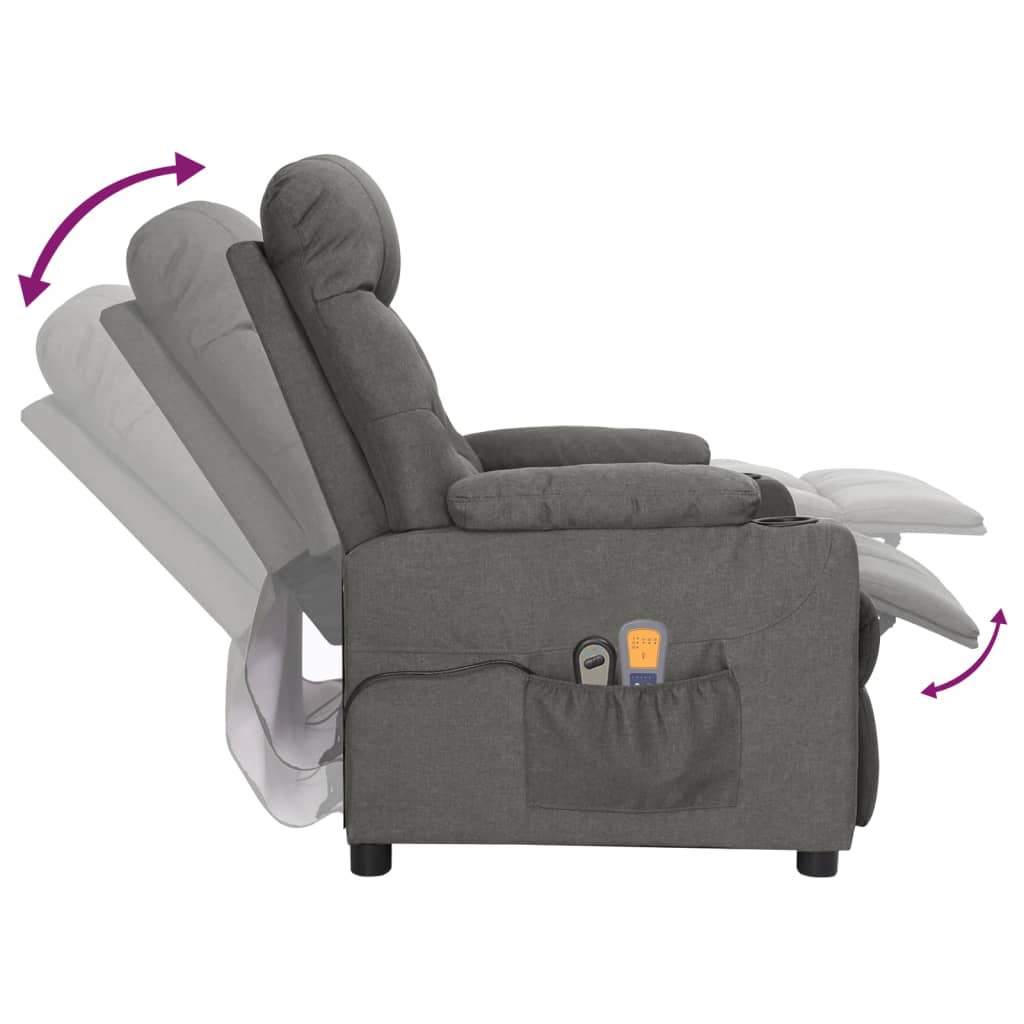 Sillón de masaje eléctrico tela gris oscuro V9864 Vetonek