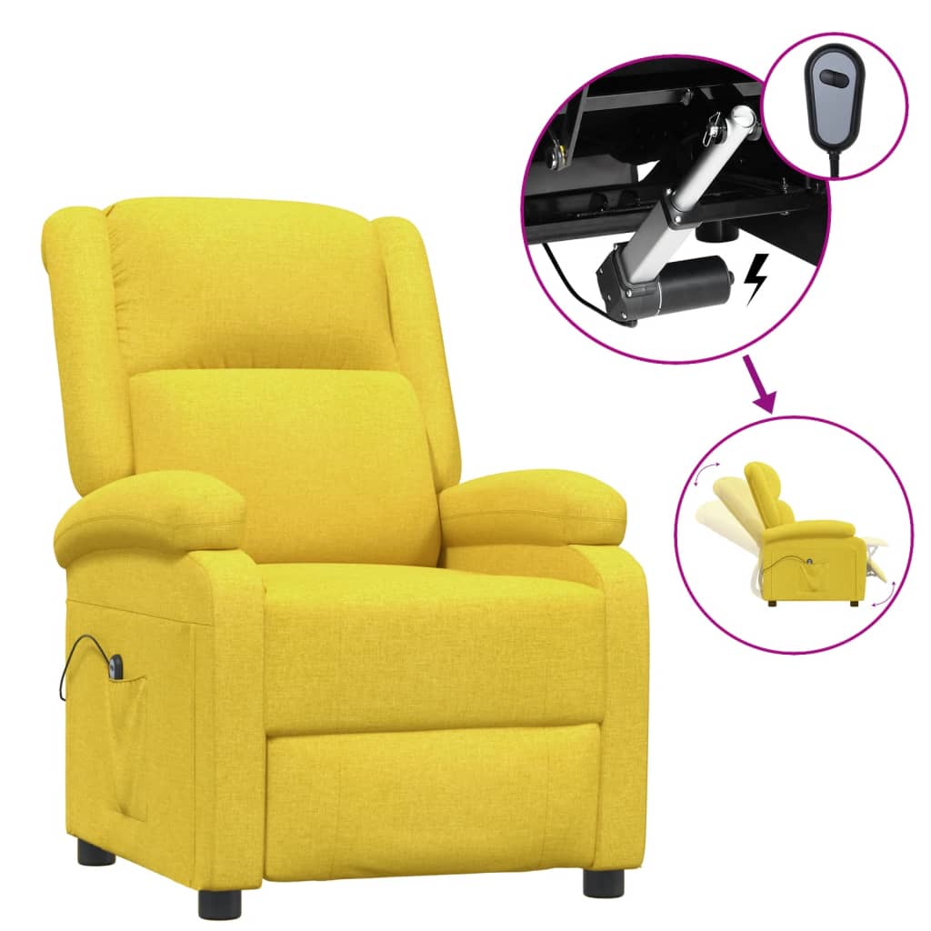 Vetonek Sillón reclinable eléctrico de tela amarillo