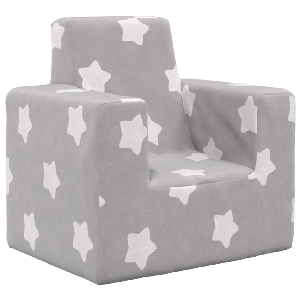 Sofá para niños felpa suave gris claro con estrellas vidaXL