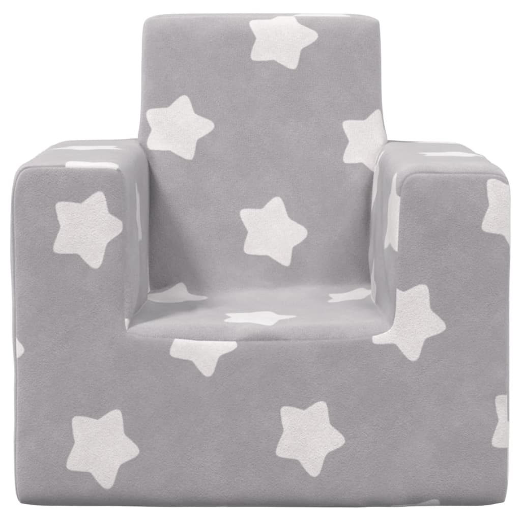 Sofá para niños felpa suave gris claro con estrellas vidaXL