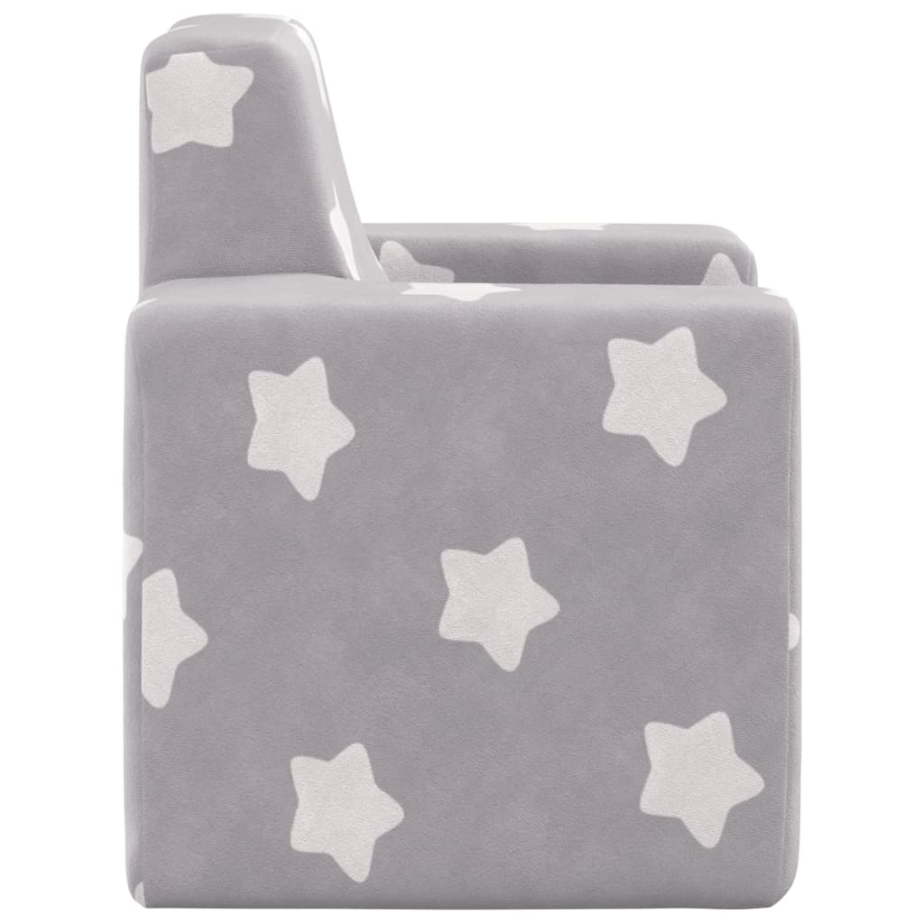 Sofá para niños felpa suave gris claro con estrellas vidaXL