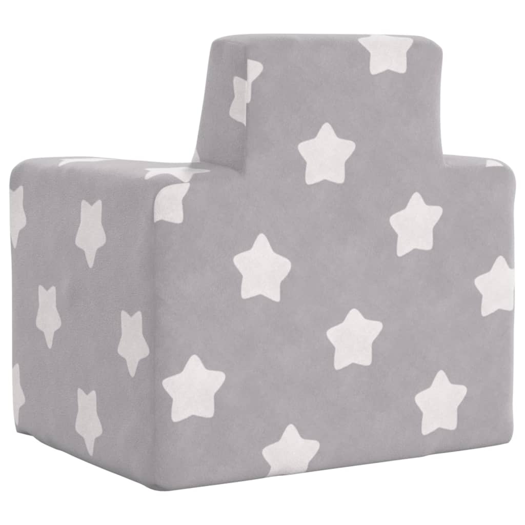 Sofá para niños felpa suave gris claro con estrellas vidaXL