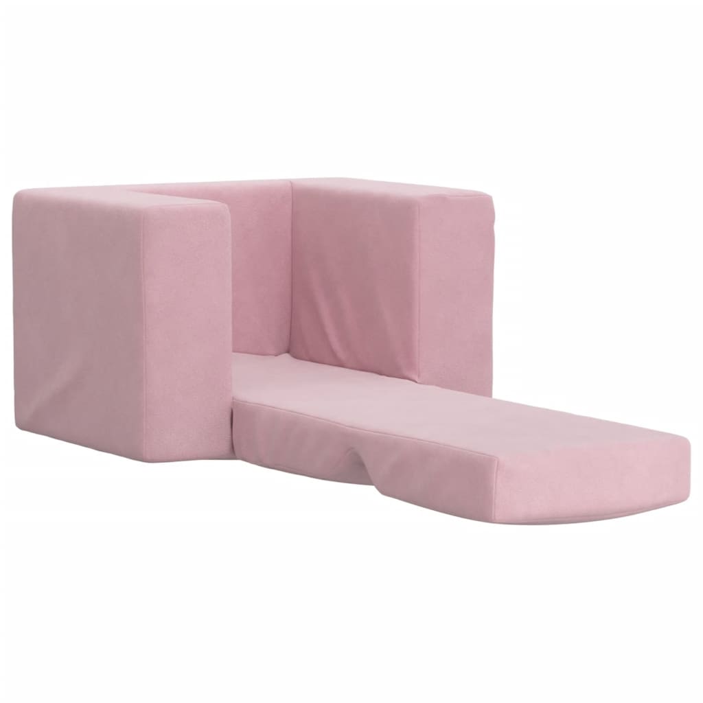 Sofá cama para niños felpa suave rosa vidaXL