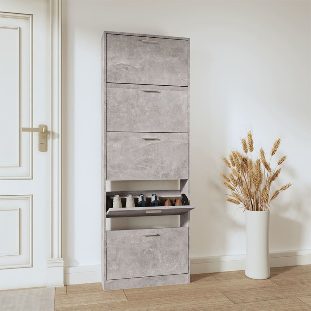 Vetonek Mueble zapatero madera contrachapada gris hormigón 59x17x169 cm