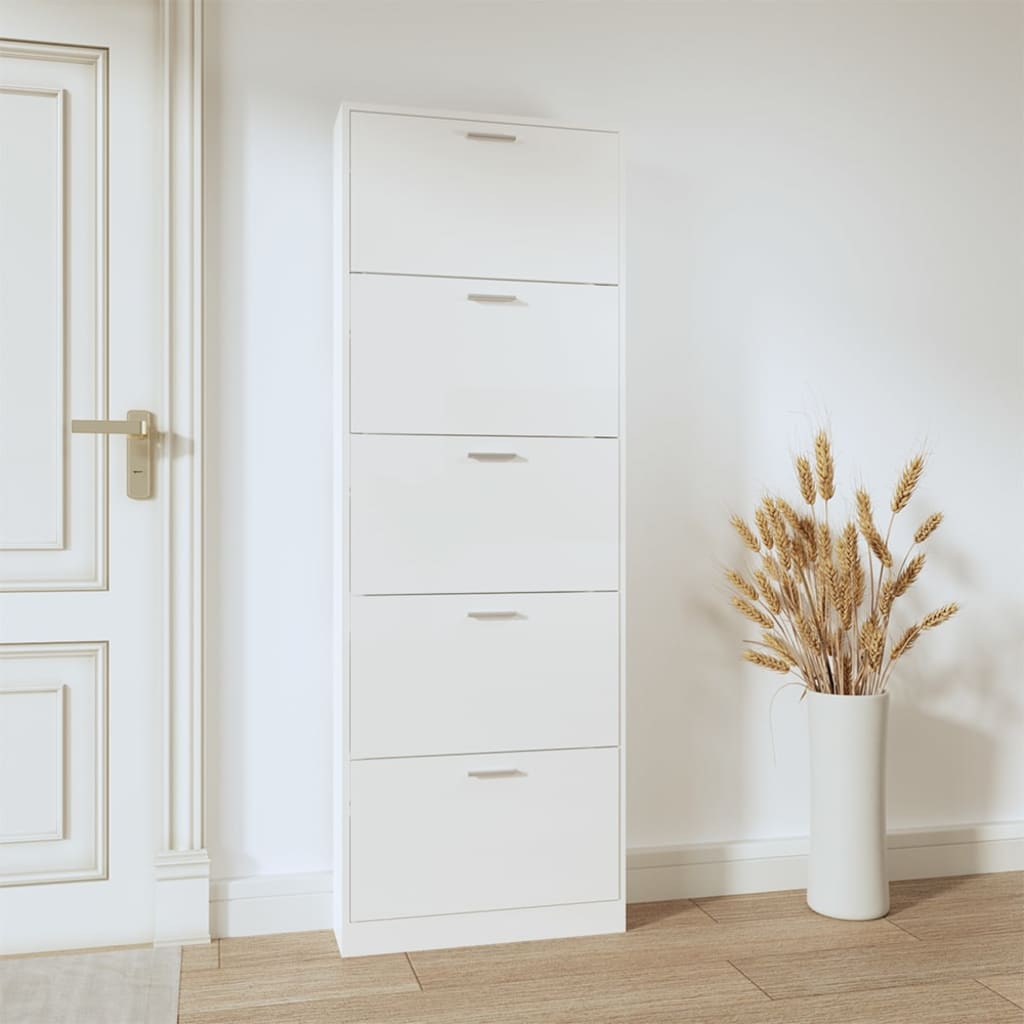 Mueble zapatero madera blanco brillo 59x17x169 cm vidaXL