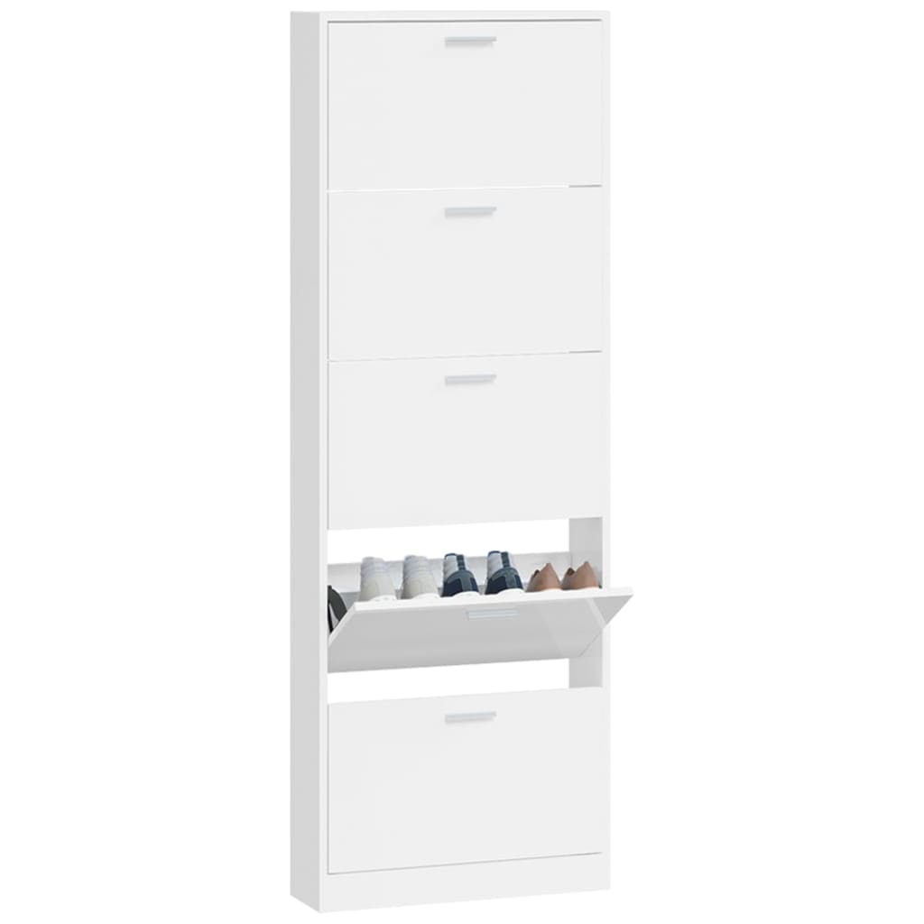 Mueble zapatero madera blanco brillo 59x17x169 cm vidaXL