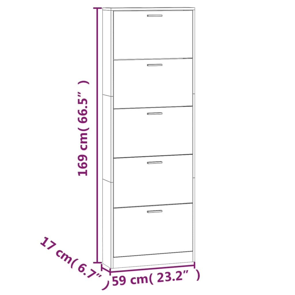 Mueble zapatero madera blanco brillo 59x17x169 cm vidaXL