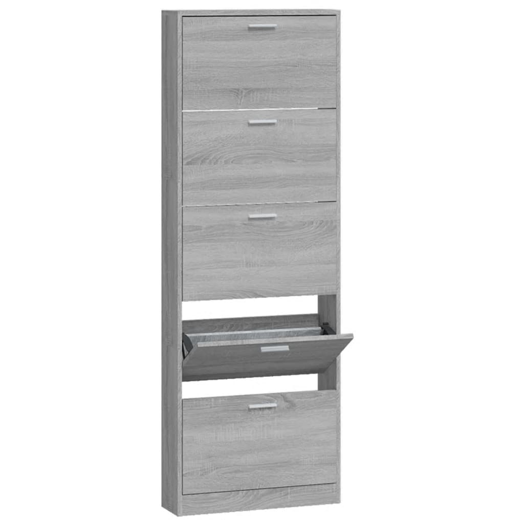 Mueble zapatero madera gris Sonoma 59x17x169 cm vidaXL