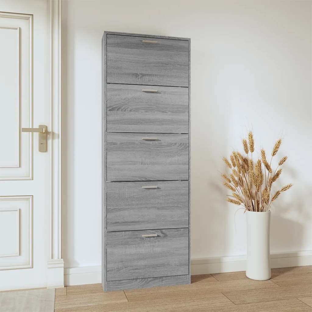 Mueble zapatero madera gris Sonoma 59x17x169 cm vidaXL