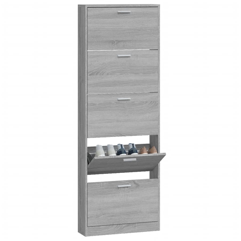 Mueble zapatero madera gris Sonoma 59x17x169 cm vidaXL