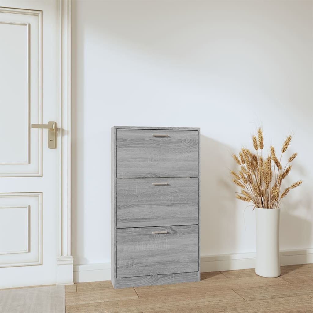 Mueble zapatero madera gris Sonoma 59x17x108 cm