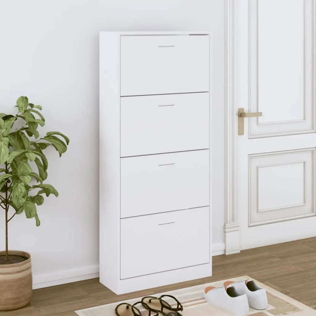 Vetonek Mueble zapatero madera contrachapada blanco 63x24x147 cm