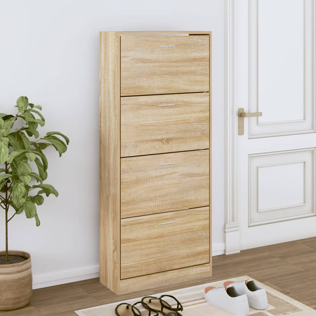 Vetonek Mueble zapatero madera contrachapada roble Sonoma 63x24x147 cm