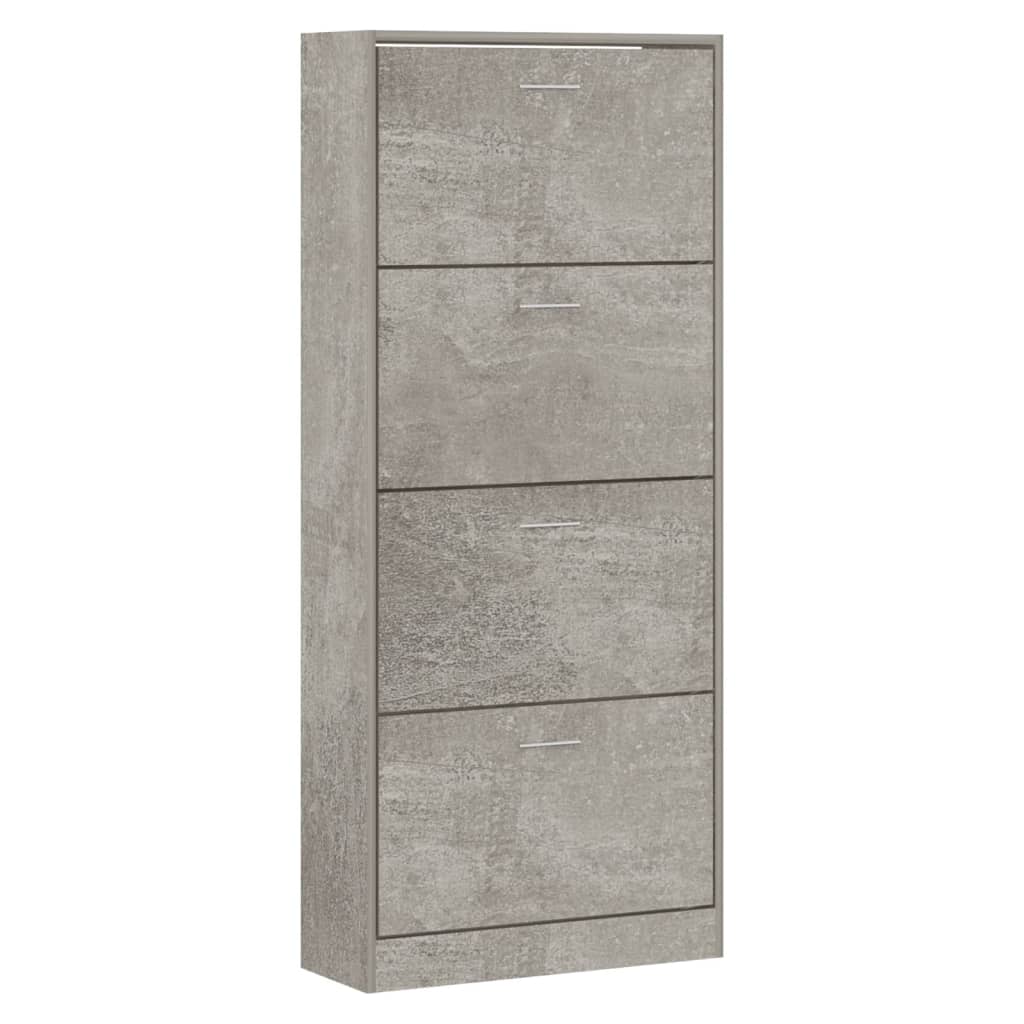 Mueble zapatero madera gris hormigón 63x24x147 cm