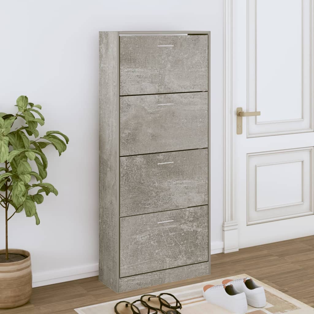 Vetonek Mueble zapatero madera contrachapada gris hormigón 63x24x147 cm