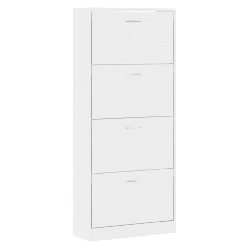 Mueble zapatero madera blanco brillo 63x24x147 cm