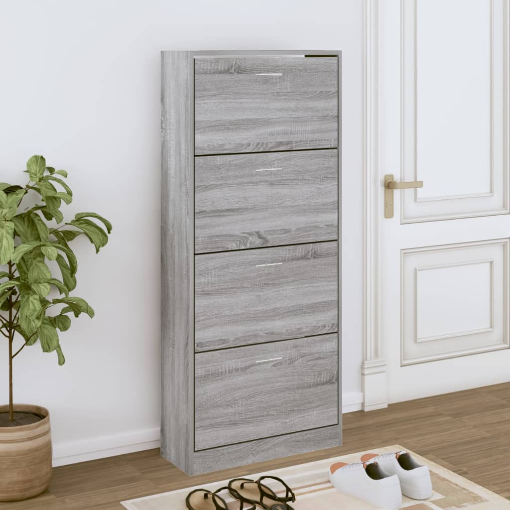 Vetonek Mueble zapatero madera contrachapada gris Sonoma 63x24x147 cm